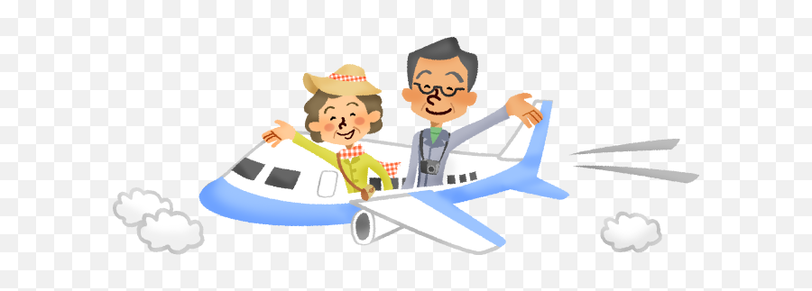 Senior Couple Traveling By Airplane - Women Traveler Cartoon Cartoon Couple In Airplane Png,Traveler Png