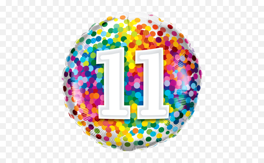 11th Rainbow Confetti Foil Balloon - 10th Birthday Balloon Png,White Confetti Png