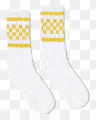 Yellow Checker Tube Socks - Yellow Checkered Socks Png,Sock Png