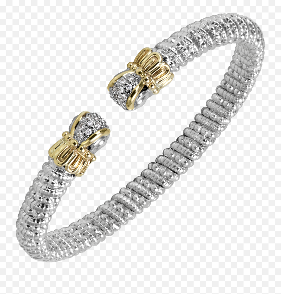 14k Yellow Gold And Sterling Silver Open Bangle Bracelet With 011ctsof Diamonds Vahan 2020 - Bracelet Brand Diamond Png,Diamonds Falling Png