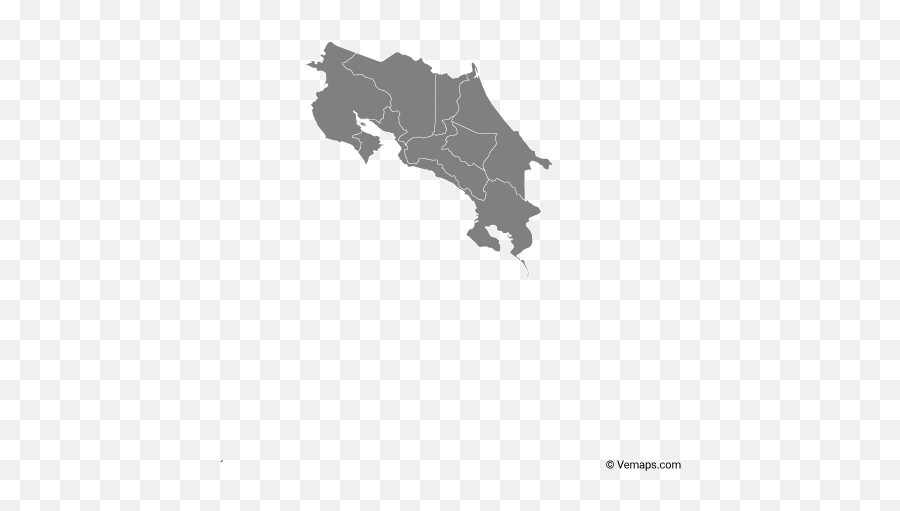 Grey Map Of Costa Rica With Provinces - Costa Rica Vector Map Png,Costa Rica Png
