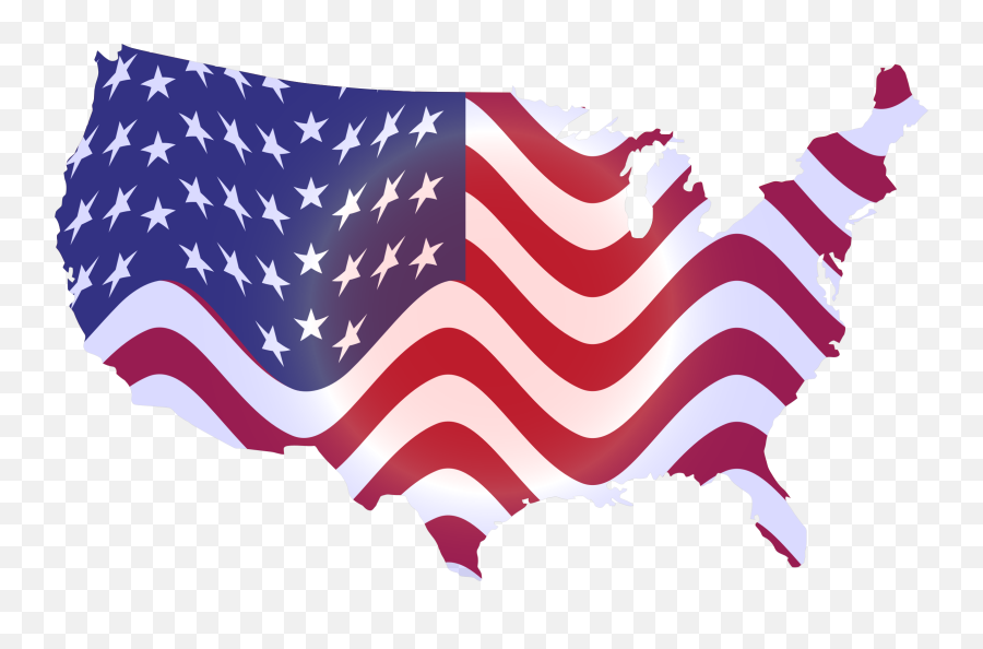 America Clipart Wavy - Wavy Us Flag Map Png Download United States Of America Map,Us Flag Png
