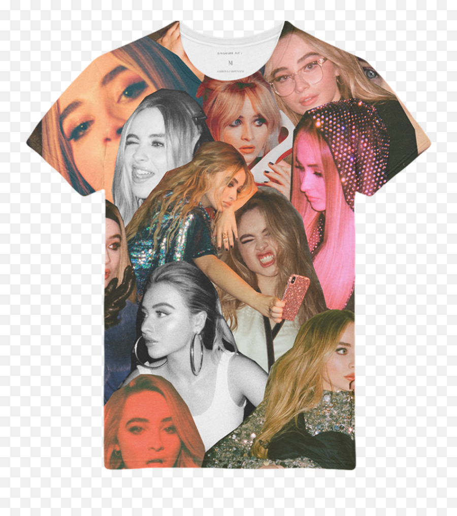 Many Faces Tee - Sabrina Carpenter Collage Shirt Png,Sabrina Carpenter Png