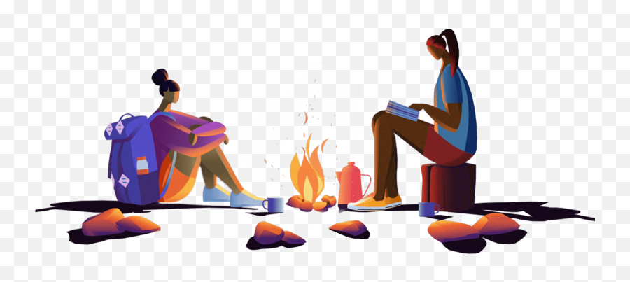 Download Two Girls Around A Campfire - People Around A Campfire Png,Campfire Transparent Background