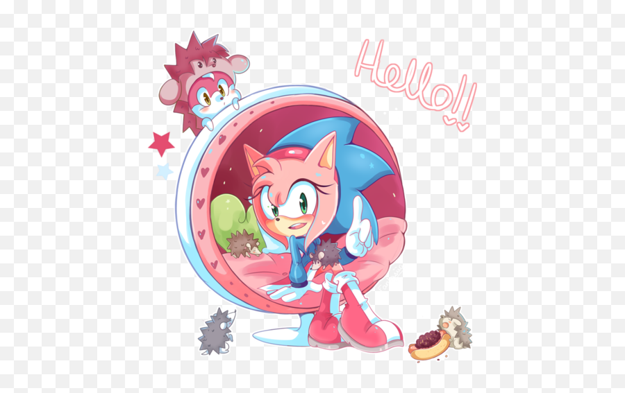Sonic And Amy Wallpaper Possibly Containing Anime Entitled - Kawaii Amy Rose Cute Png,Amy Rose Png