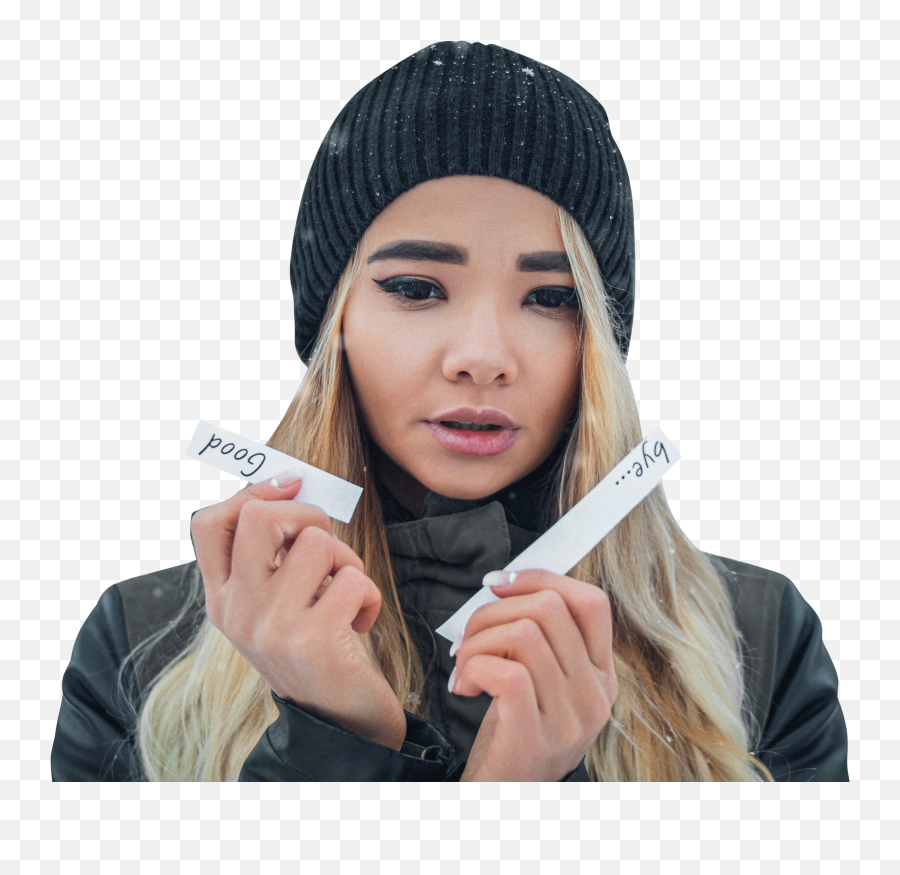 Woman Holding Goodbye Paper Transparent Background Png - Toque,Goodbye Png