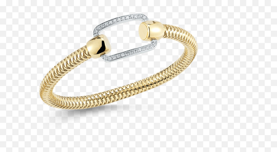 18kt Gold Flexible Bangle With Rectangle Diamond Station - Solid Png,Gold Rectangle Png