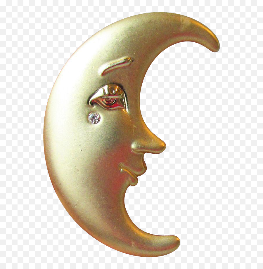 Vintage Crying Man In The Moon With Rhinestone Tear Pin By - Crescent Png,Crying Man Png