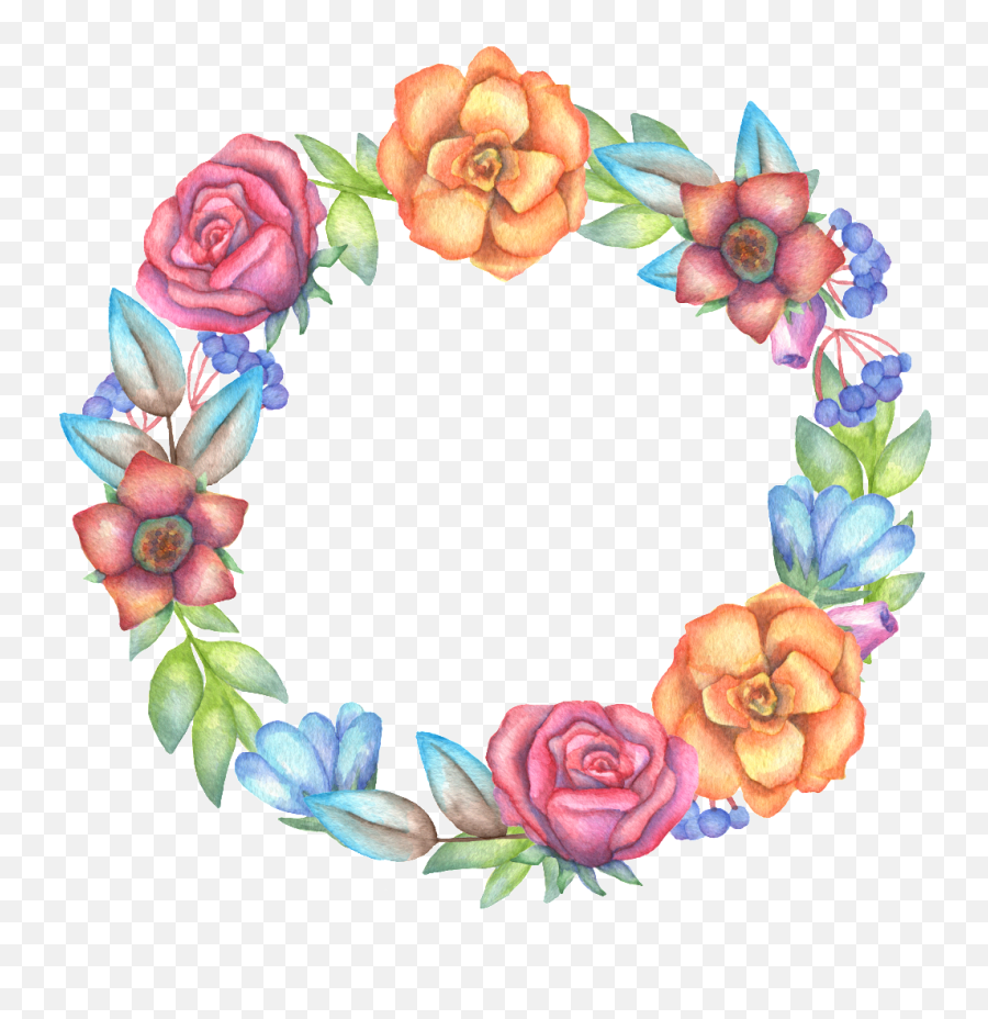 Download Colorful Flowers And Garlands Transparent - Colourful Wreath Png,Colorful Flowers Png