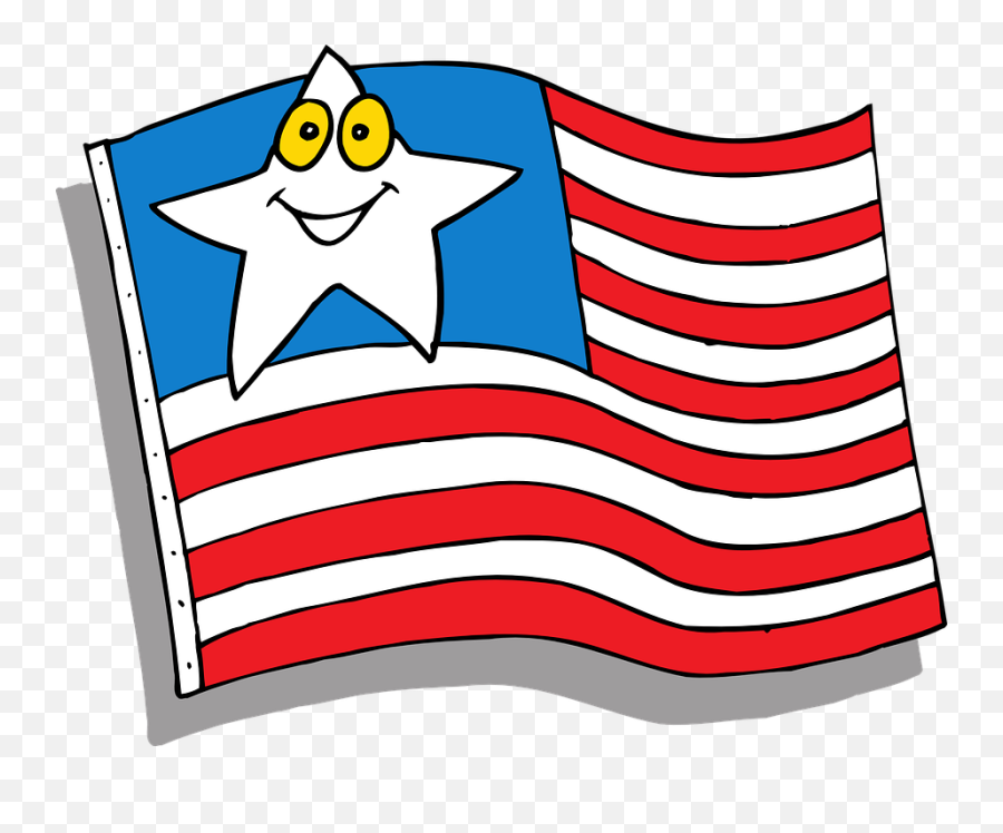 Cartoon American Flag Star Face - American Flag Cartoon Png,Cartoon Wave Png