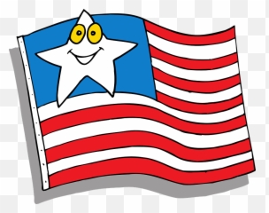Cartoon American Flag Star Face - Png
