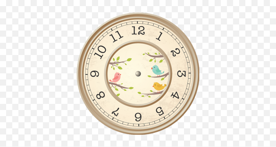 Download Hd Beige Clock Birds Decoration - Free Clock Face Alice In Wonderland Printable Clock Face Png,Clock Face Png