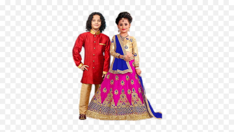 Indian Kids Png In Wedding Wear - Lehenga Pink And Blue For Kids,Indian Png