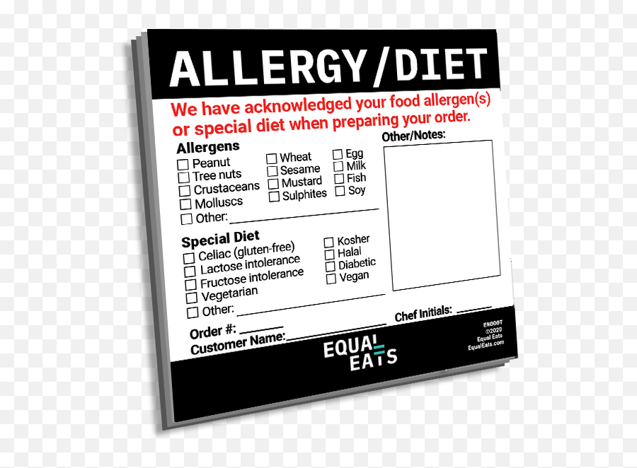 Takeout Sticky Note For Foodservice - Allergy Png,Sticky Note Png