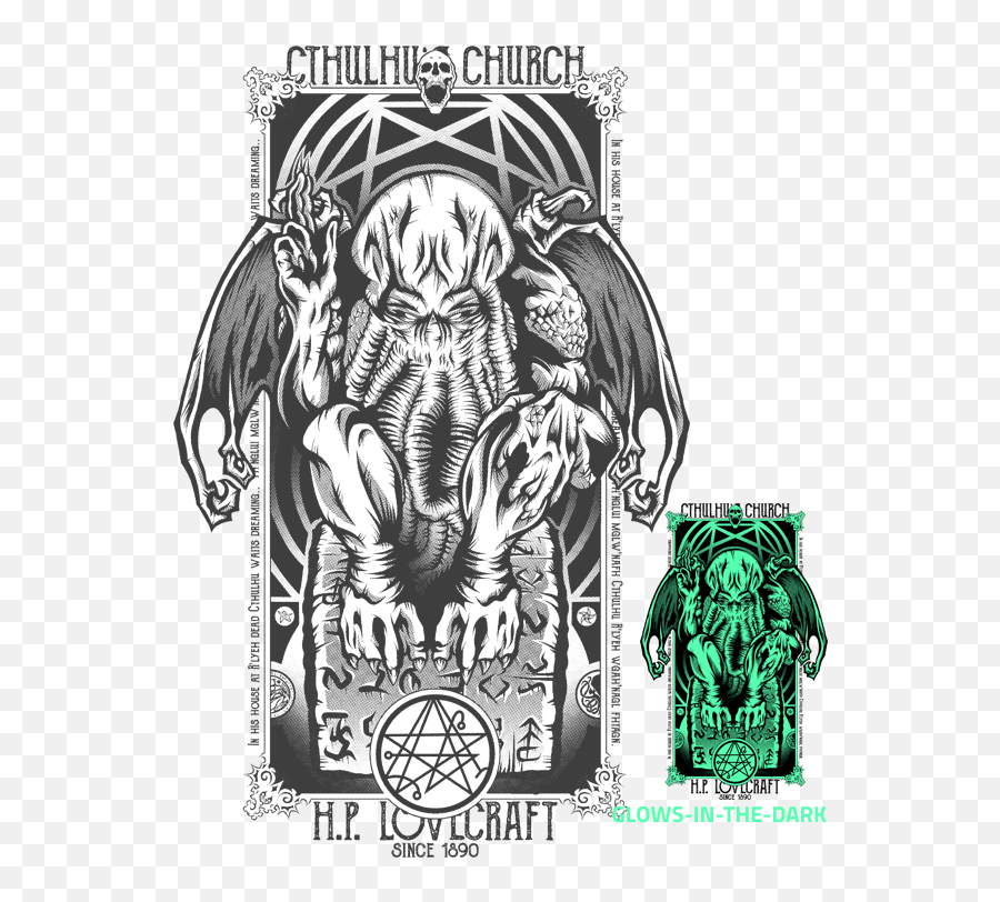 Download Cthulhu Church By Fearcheck - Necronomicon Gate Cthulhu Black And White Png,Cthulhu Png