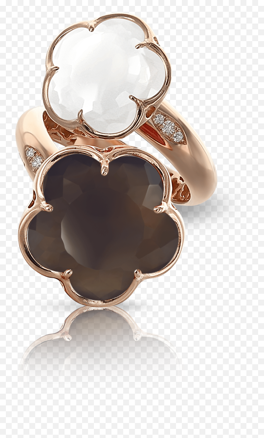 Rose Gold Ring With Smoky And Milky Quartz Diamonds - Ring Png,Gold Ring Png