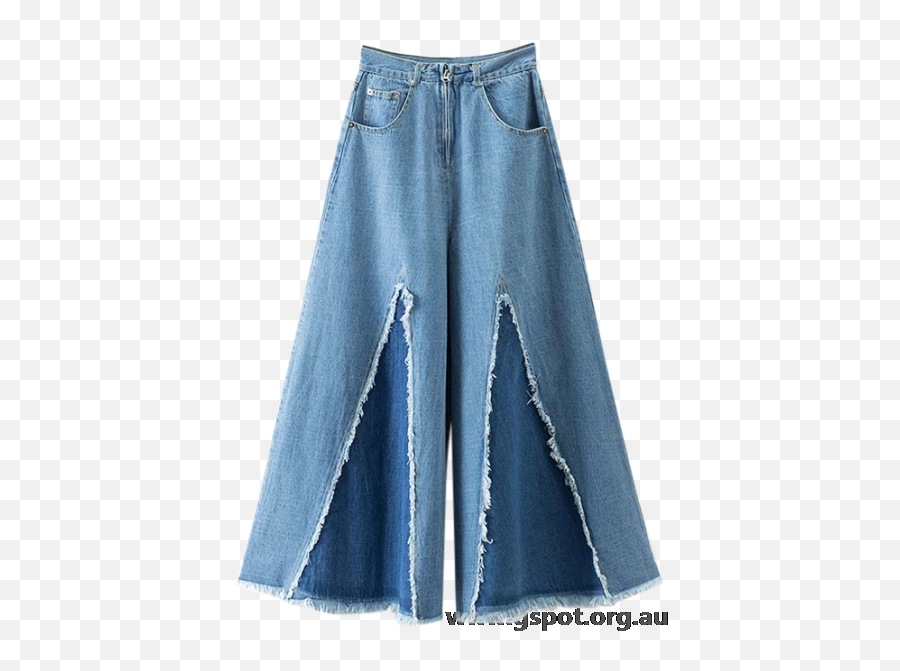 Download High Rise Frayed Culotte Jeans - Pocket Png,Blue Jeans Png