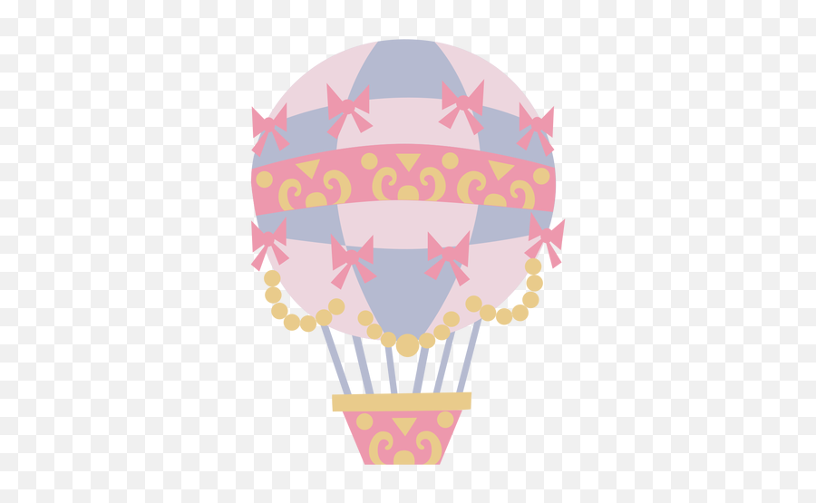 Ribbons Floral Checker Pink Hot Air Balloon - Transparent Balão De Ar Rosa Png,Balloons With Transparent Background