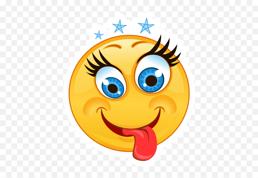Crazy Tongue Out With Stars Emoji Sticker - Smiley Png,Tongue Emoji Transparent
