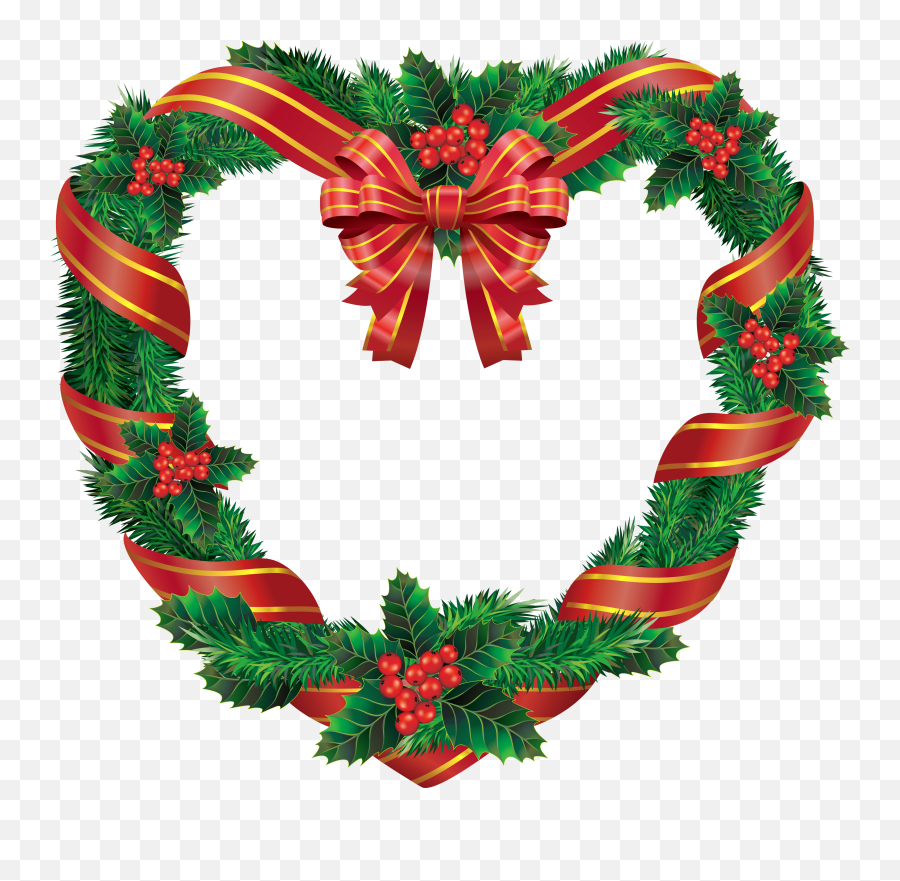Hd Png Christmas Wreath Decoration Images Free Download - Heart Christmas Wreath Png,Christmas Transparent
