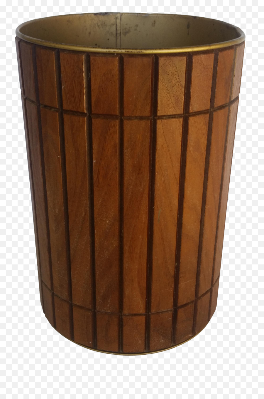 Vintage Gruvwood Trash Can Waste Basket Wood - Nagara Png,Trash Bin Png