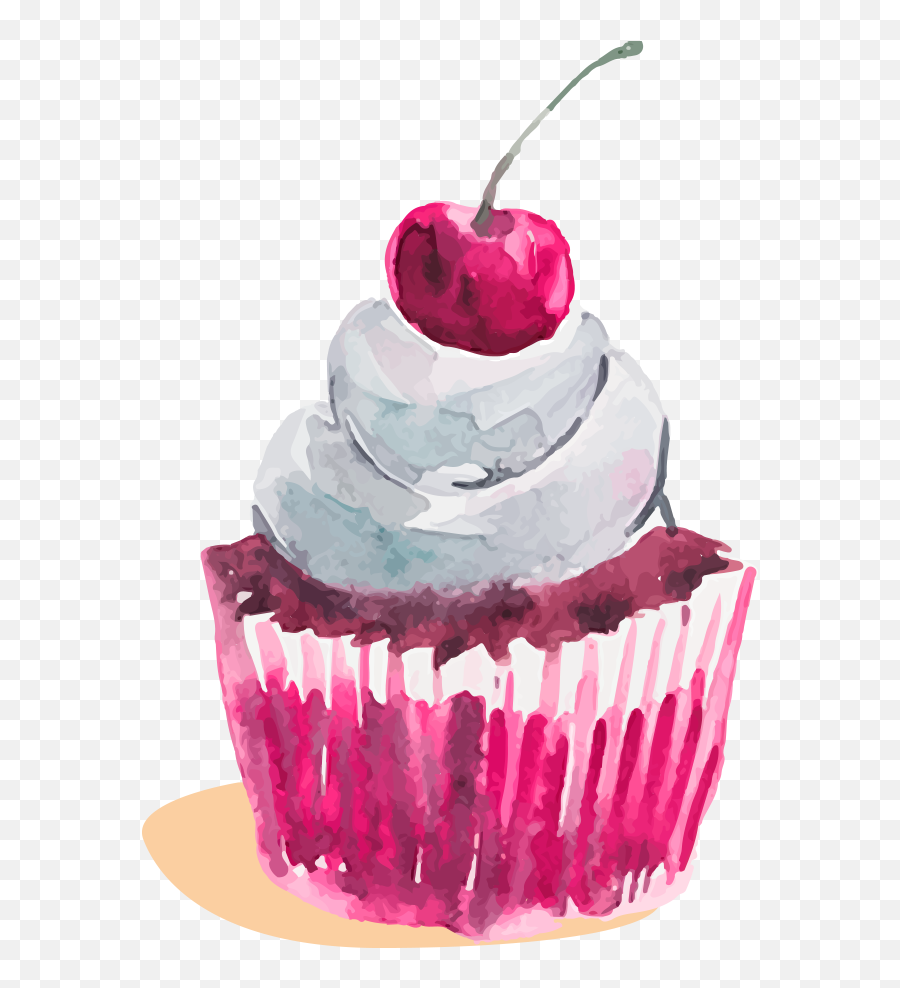 Cupcake Watercolor Painting Dessert - Cake Png Download Homemade Cake Menu Card,Cup Cake Png