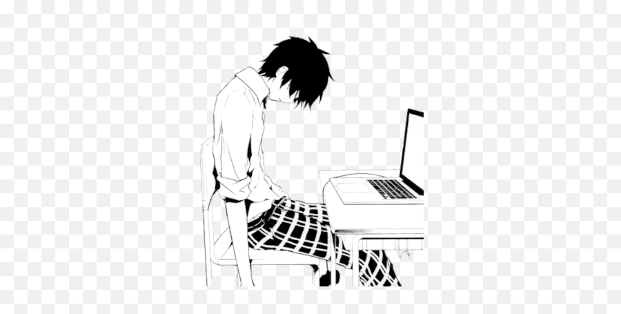 Image About Black And White In M O N C H R E Anime - Tired Anime Boy Png,Black And White Anime Png