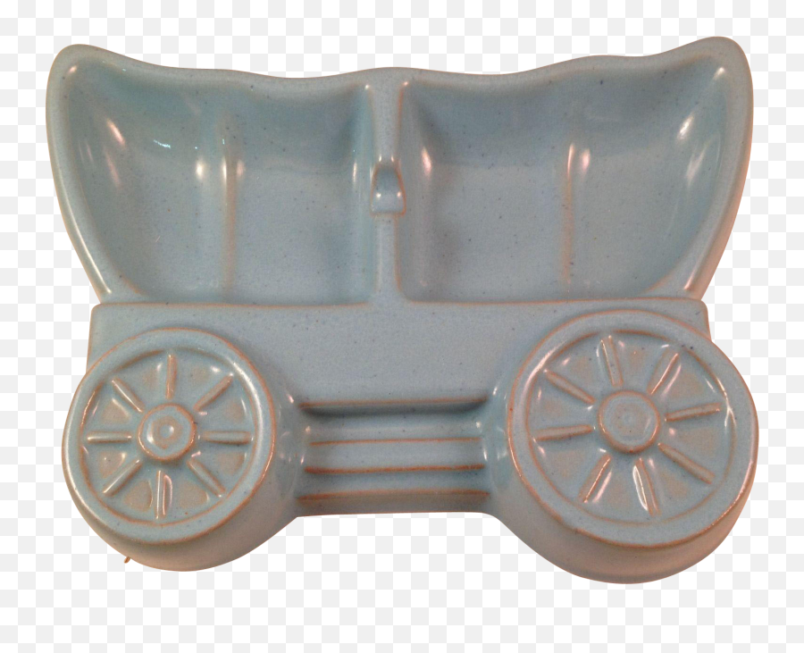 Download Hd Vintage Frankoma Pottery Covered Wagon Sky Blue - Serveware Png,Ashtray Png