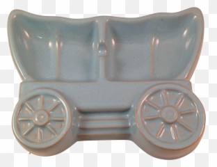 Download Hd Vintage Frankoma Pottery Covered Wagon Sky Blue - Serveware Png,Ashtray Png