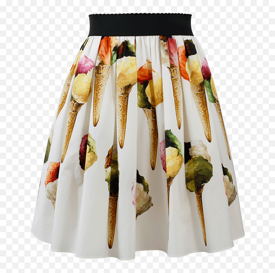 Ice Cream Print Cotton Poplin Skirt In Coeo Gelato Foedo Liaeco - Dance Skirt Png,Dolce And Gabbana Icon T Shirts