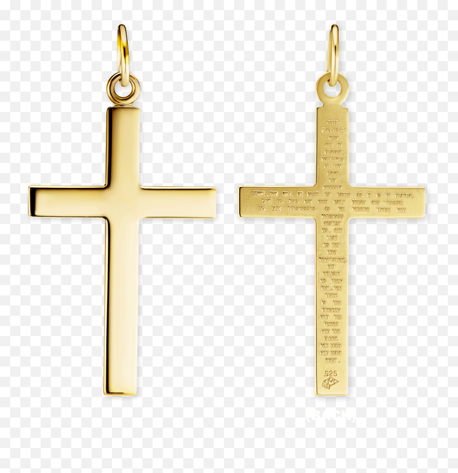 14k Gold Cross Pendant With Lordu0027s Prayer 51 X 25mm - Cross Png,Gold Cross Png