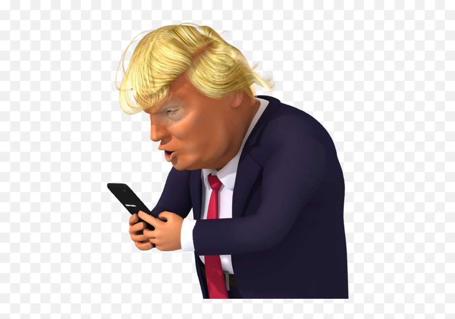 Download Hd Confused Trump Png Banner Black And White - Donald Trump Phone Cartoon,Trump Png