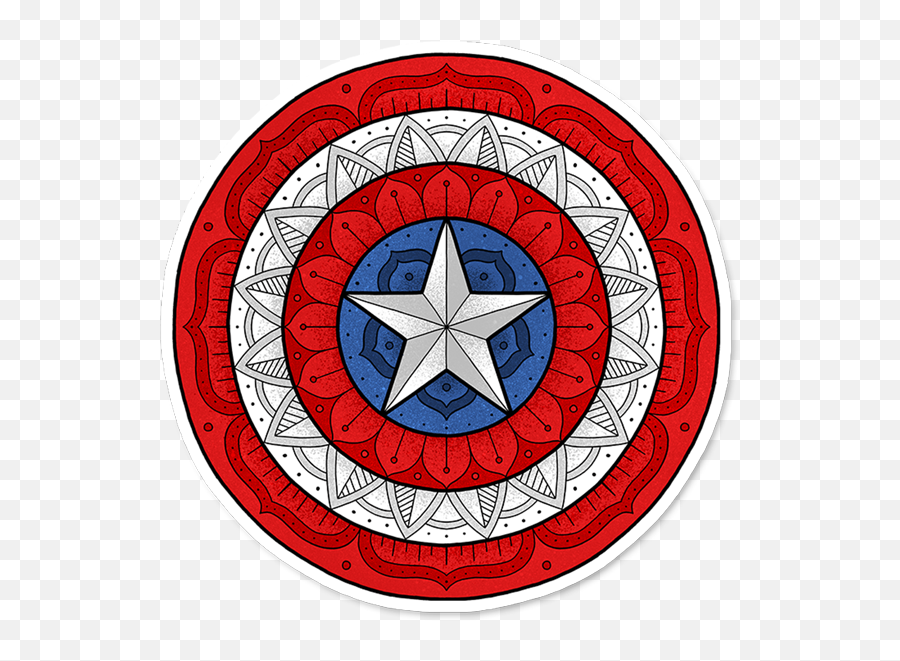 Mandala Shield Sticker - Captain America Logo Patch Captain America Shield Toys Png,Mandala Logo