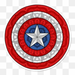 Mandala Shield Sticker - Captain America Logo Patch Captain America Shield Toys Png,Mandala Logo