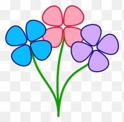 Three Colorful Flowers Png Clip Arts For Web - Art