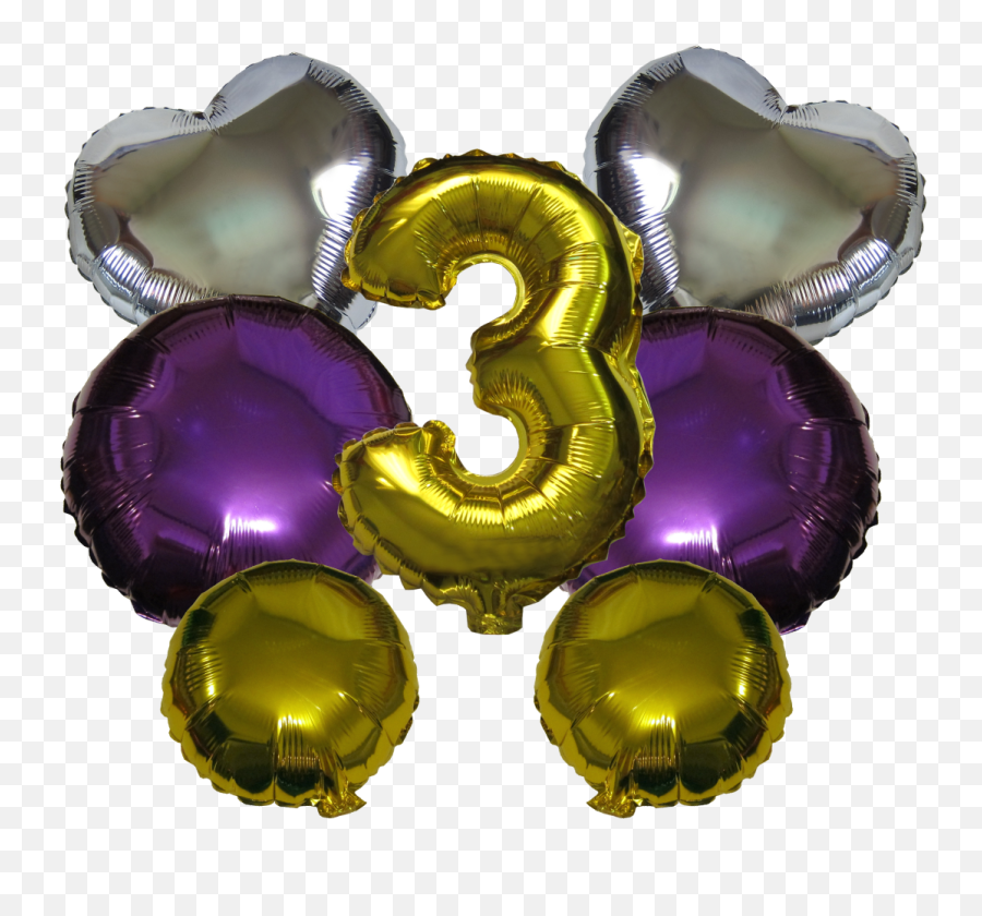 Mixed Shapes Number Mylar Balloons Gold Purple Silver - Gemstone Png,Silver Balloons Png