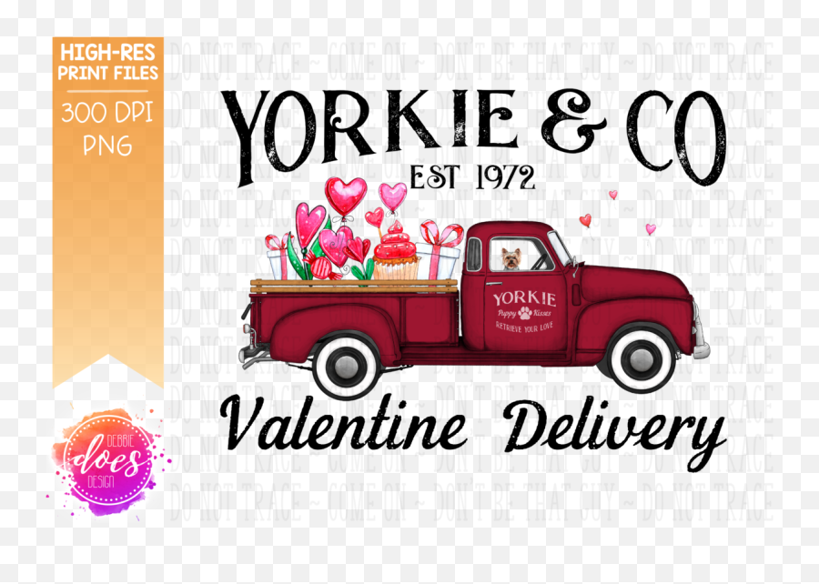 Yorkie - Dog Valentines Delivery Truck Sublimationprintable Design Commercial Vehicle Png,Yorkie Png