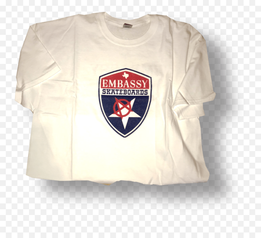 Embassy Shield Logo White T - Shirt Skateboard Png,Shield Logo Png