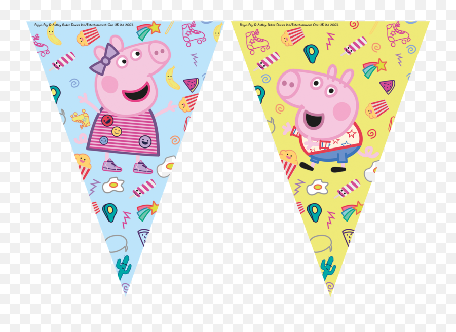 Peppa Pig Banner Triangle Flag Bunting Birthday Party Decorations - Peppa Pig Banner Birthday Png,Bunting Banner Png