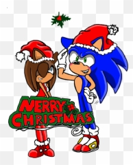 Download Hd Sonic And Amanda Images Under The Mistletoe - Anime Mistletoe Christmas Png,Mistletoe Transparent
