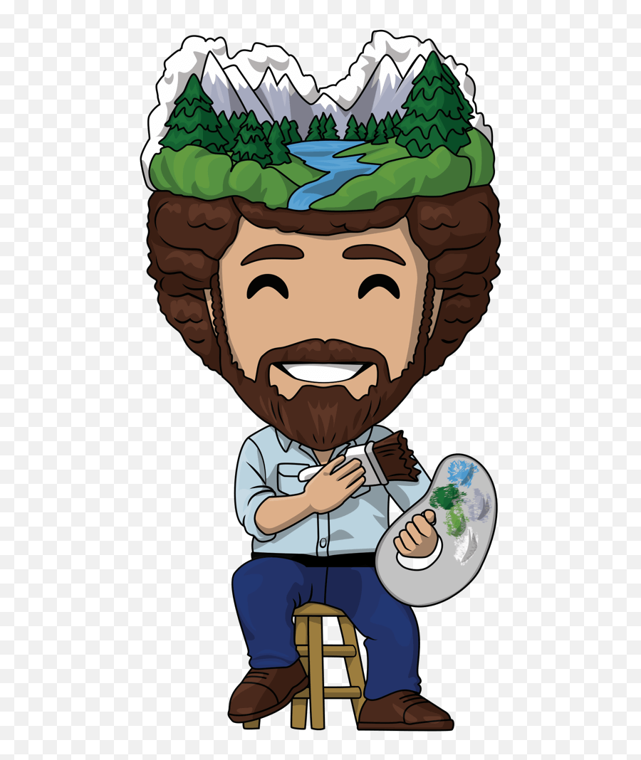 Bob Ross - Painting Bob Ross Cartoon Png,Bob Ross Transparent