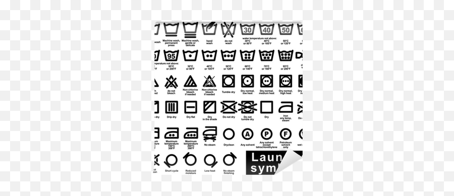Wall Mural Icon Set Of Laundry Symbols - Pixershk Do Laundry Symbols Mean Png,Cleaning Icon Set