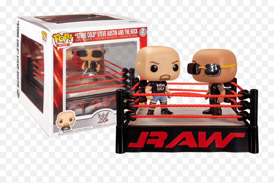 Funko Pop Wwe The Rock Vs Stone Cold In Wrestling Ring - Stone Cold Steve Austin And The Rock Funko Pop Png,Wwe Wrestling Icon Quiz Answers