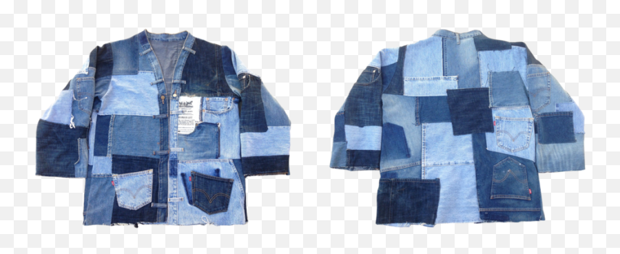 Patchwork Denim Jackets Nate Robbins - Denim Blazer Patchwork Png,Blue Jeans Png