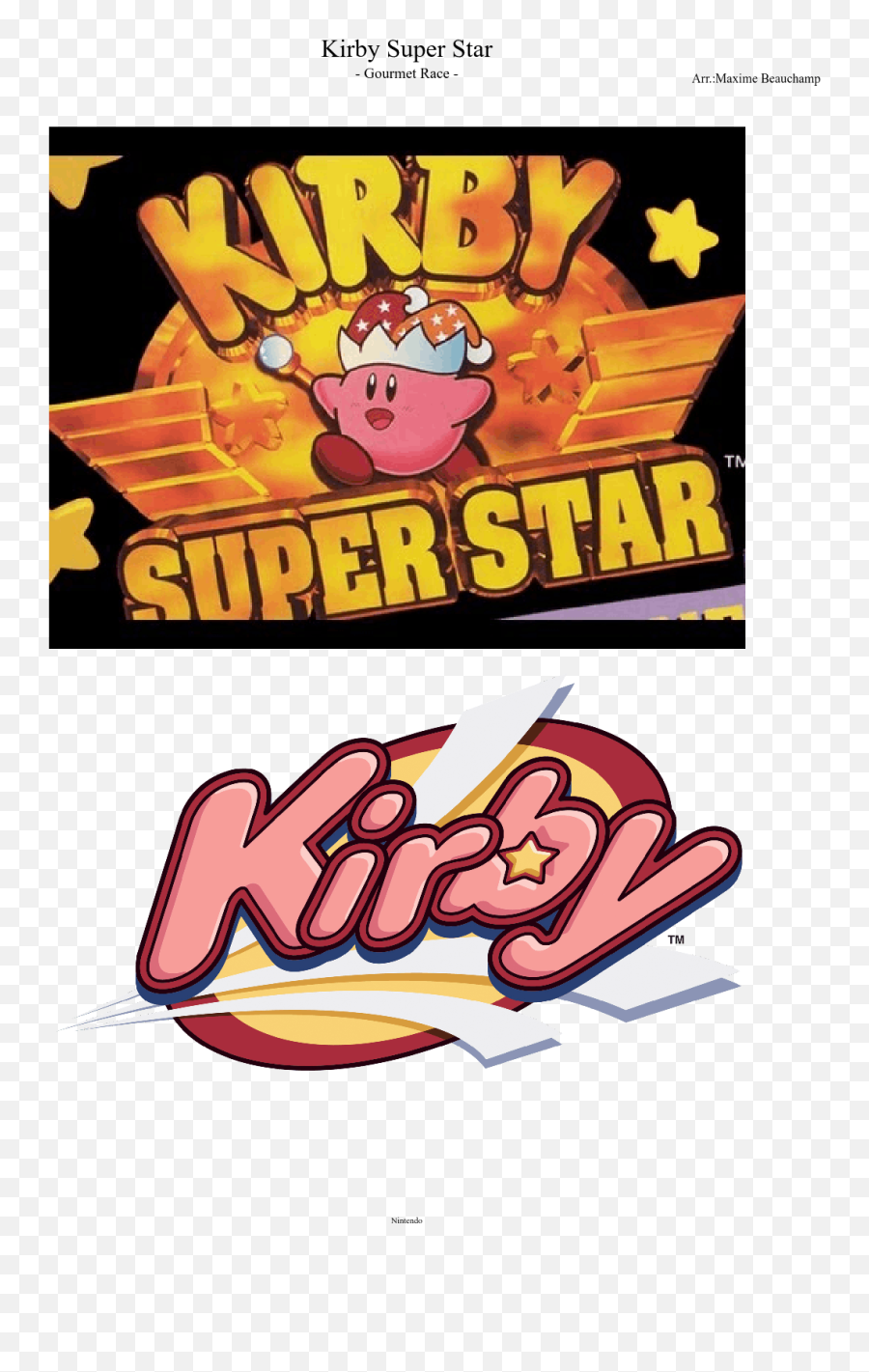 Kirby Super Star Sheet Music Composed By Arr - Kirby Super Kirby Right Back At Ya Title Png,Kirby Transparent Background