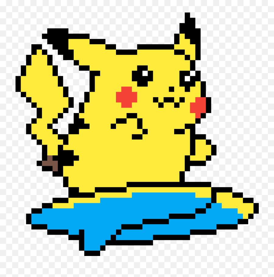Pixilart - Surfing Pikachu By Jaja375 Surfing Pikachu Pixel Art Png,Pikachu Transparent