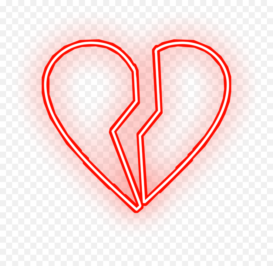 Heart Red Neon Sad Freetoedit Glowing - Transparent Neon Broken Heart Png,Neon Heart Png