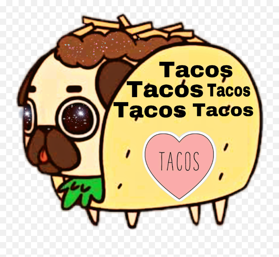 Tacos Sticker - Kawaii Pug Clipart Full Size Clipart Tacos Cute Png,Taco Emoji Png