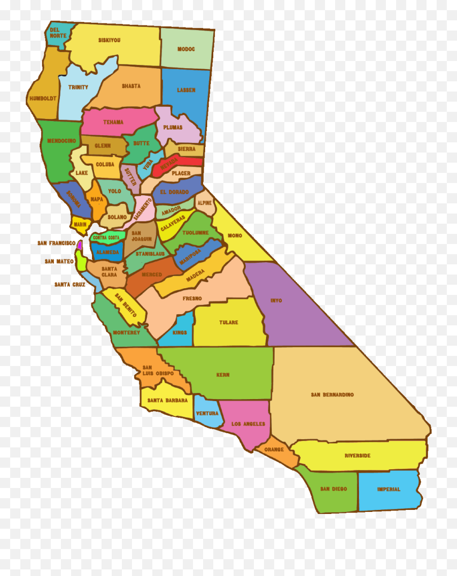 California Counties - Clipart Full Size Clipart 2276042 California Map Cartoon Png,California Png