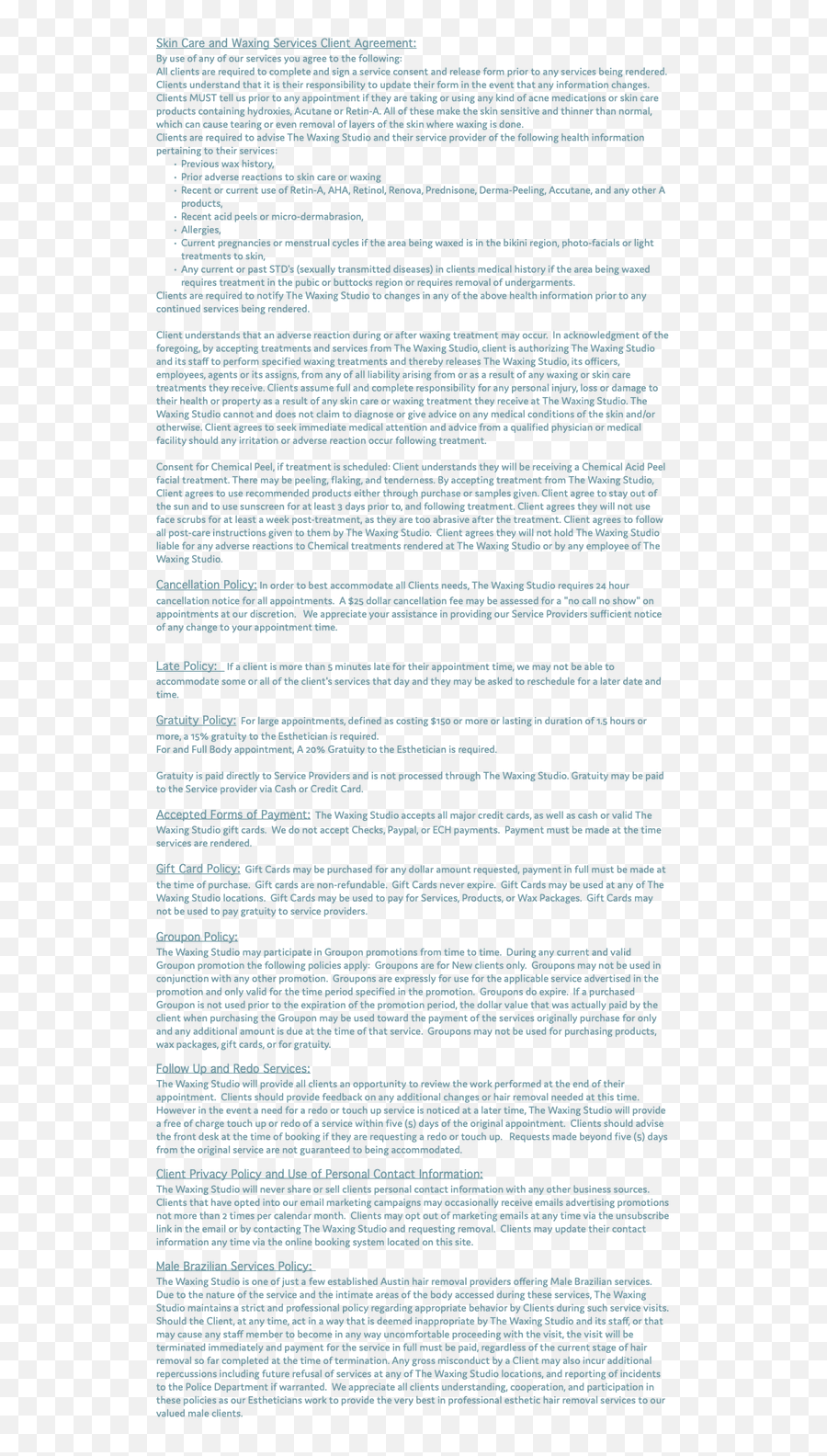 Terms Of Service The Waxing Studio - Text Page Holy Land The Necropolis Png,Paid In Full Png